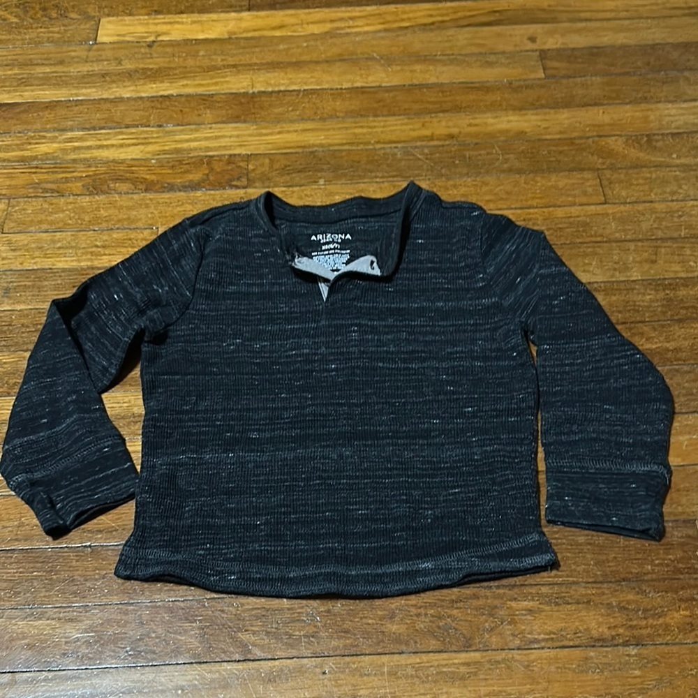 Arizona Jean Company Kids Black Long Sleeve Thermal Henley Top, XS (6/7)